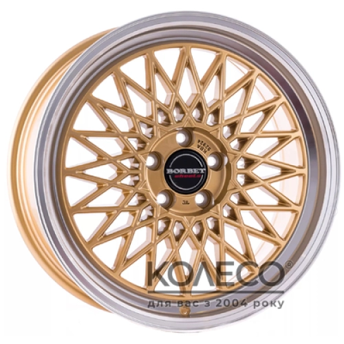Borbet B W7 R17 PCD4x100 ET38 DIA64.1 gold rim polished